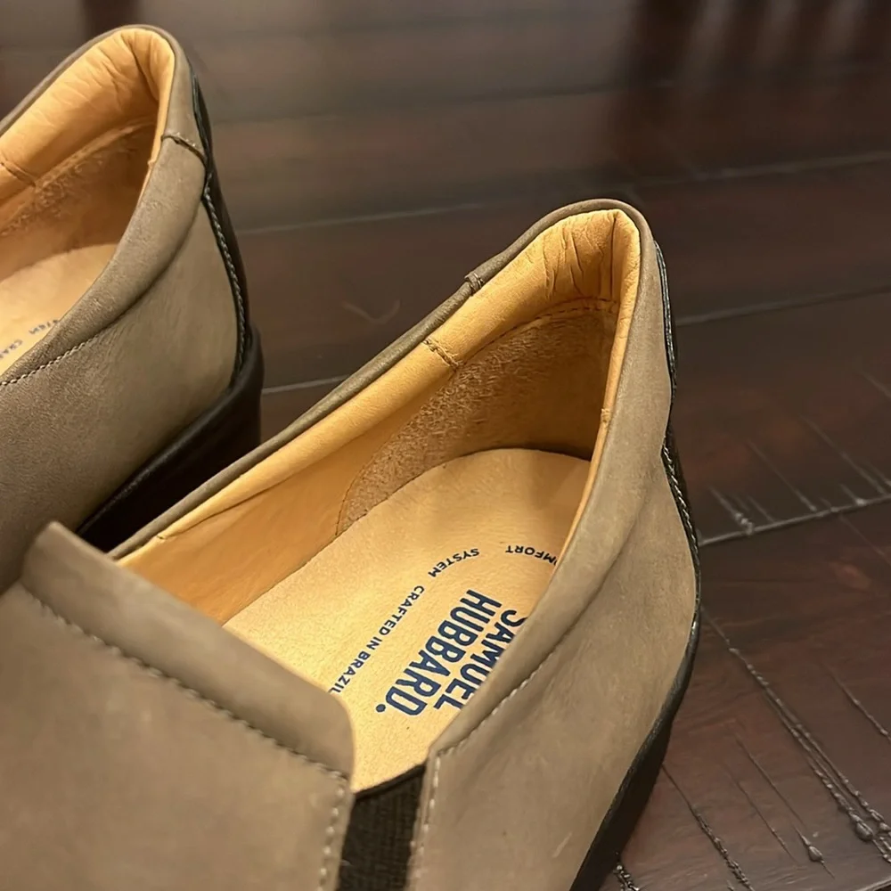 Samuel Hubbard Marin Slip-On Shoes Taupe Nubuck Brazil Women’s Size 9.5 W Wide